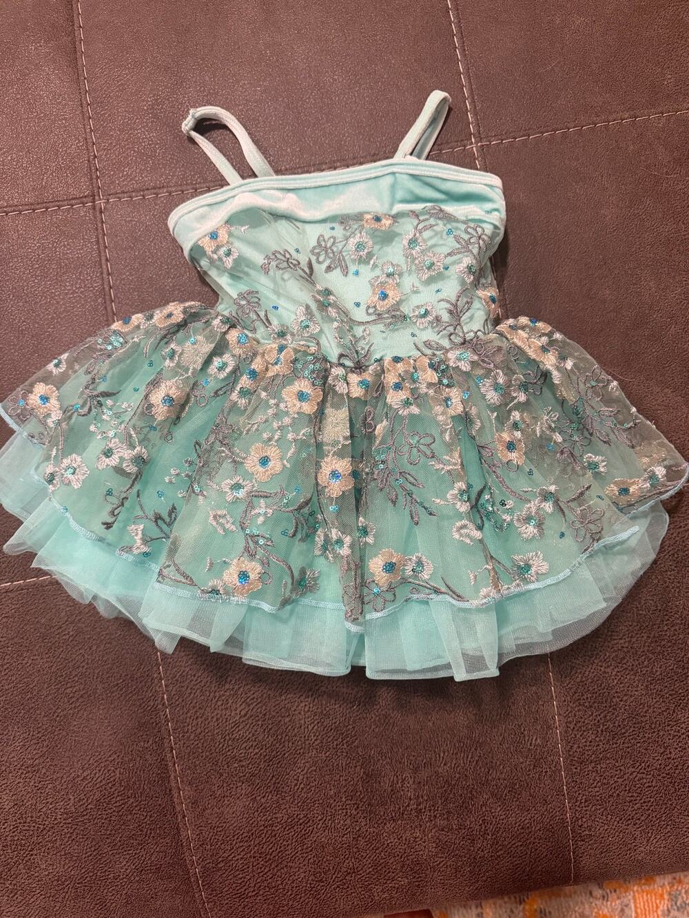 Curtain call costume mint floral sequin costume -size CSM